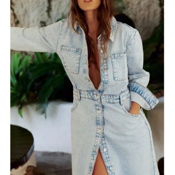 Zara Light Blue luxurious Denim Dress NWT - Picture 3 of 8